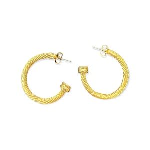 Unbranded twisted gold tone open hoop post earrings #J8
